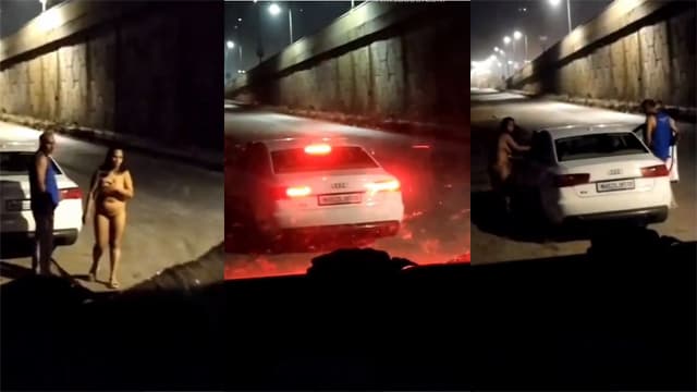 Indian Cheating Wife & Her Driver on The Road